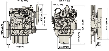 Kubota D905 Abmessungen